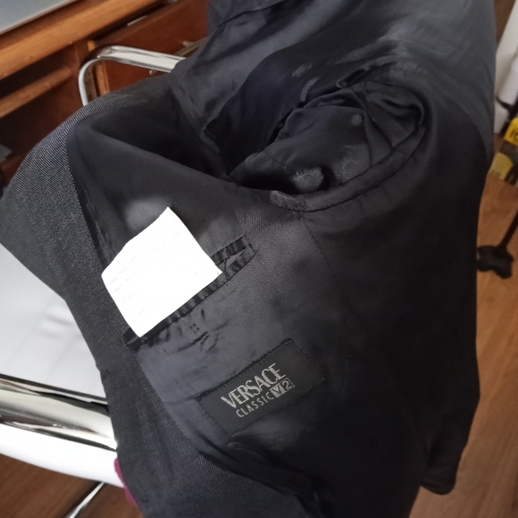 Versace Classic V2 Mens Black Gray Pinstriped Blazer Sport Coat Jacket 38S /B8 - Picture 12 of 14